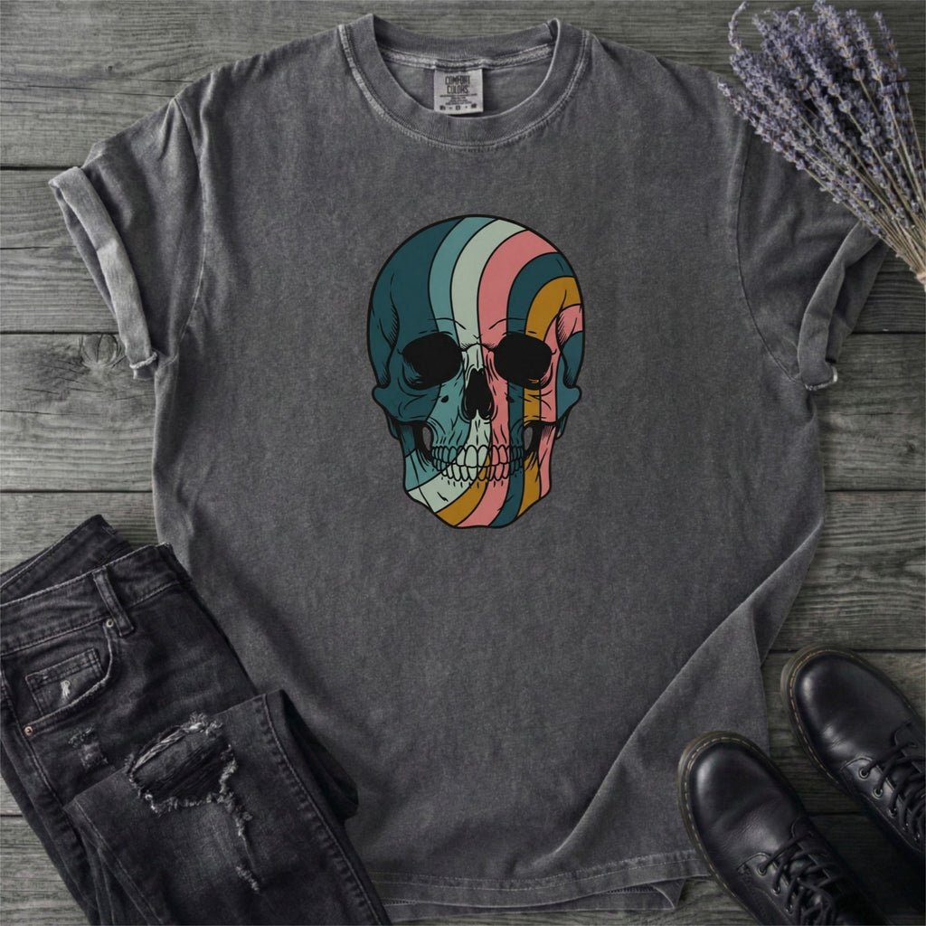 Psychedelic Striped Skull T-Shirt