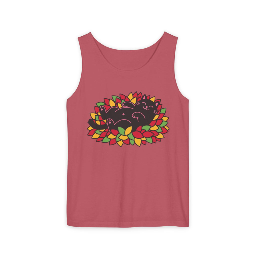 Black Cat Rolling Leaves Tank Top