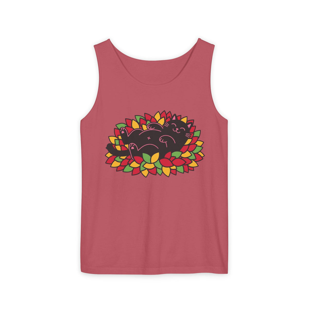 Black Cat Rolling Leaves Tank Top