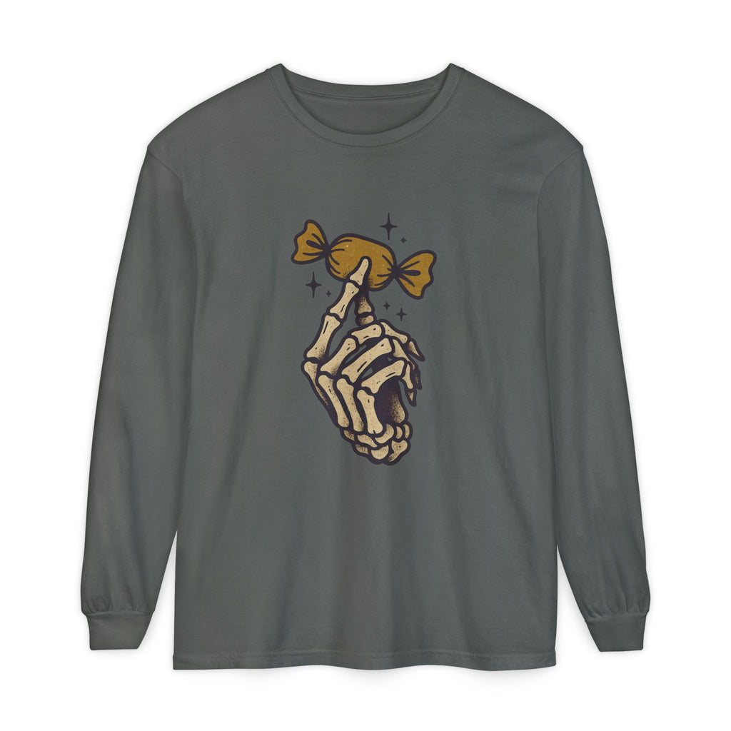 Skeleton Hand Holding Candy Long Sleeve T-Shirt
