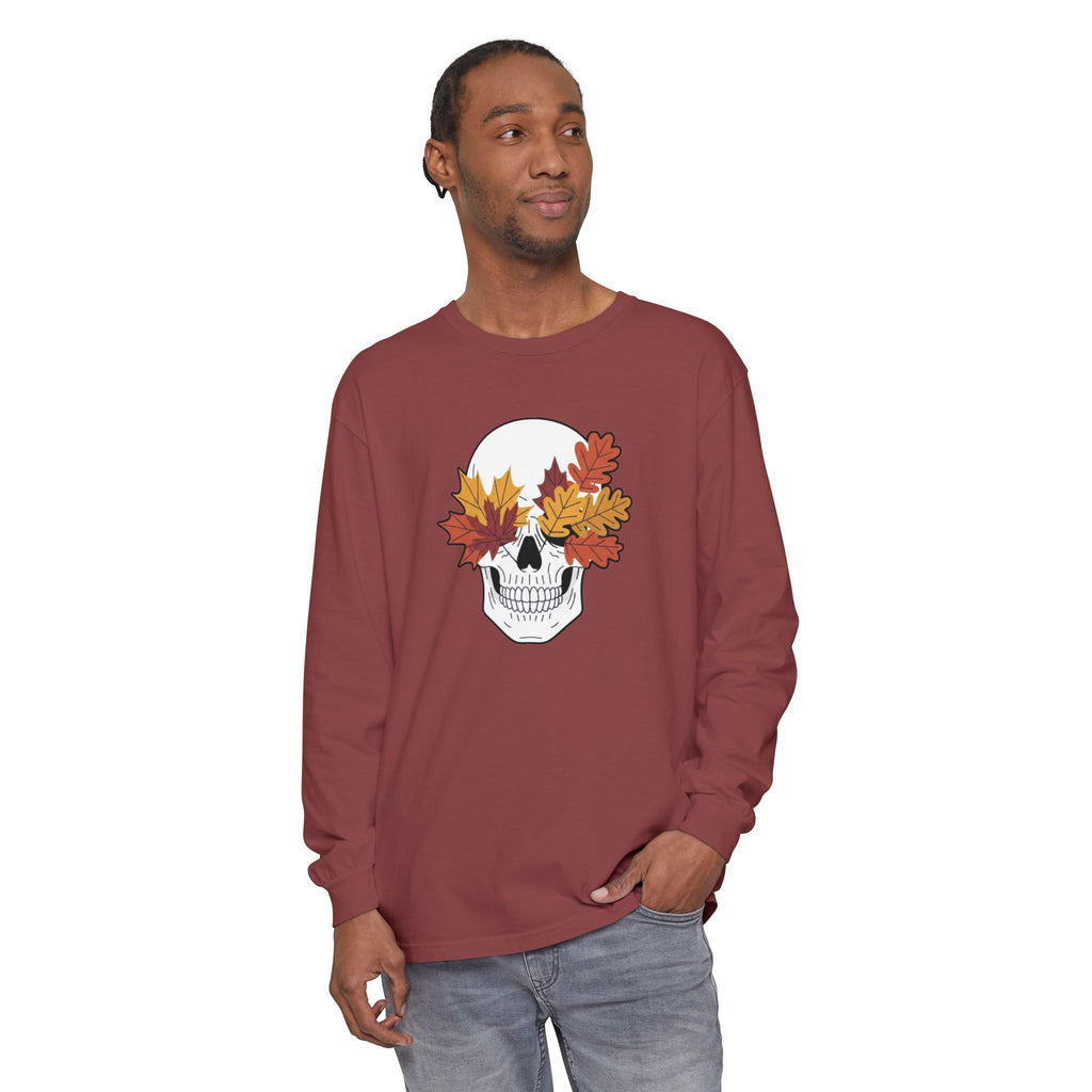 Fall Leaf Skull Long Sleeve T-Shirt
