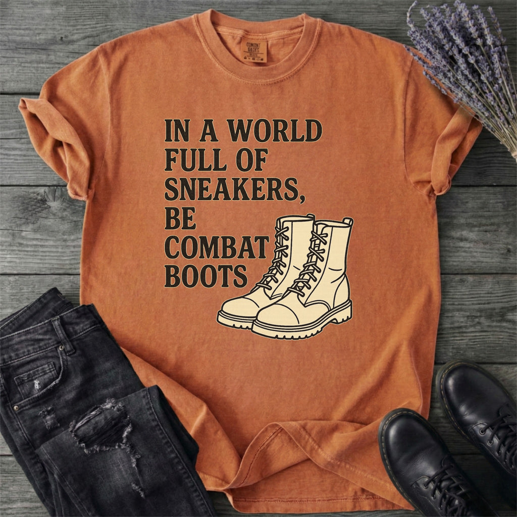 In A World Full Of Sneakers Be Combat Boots T-Shirt