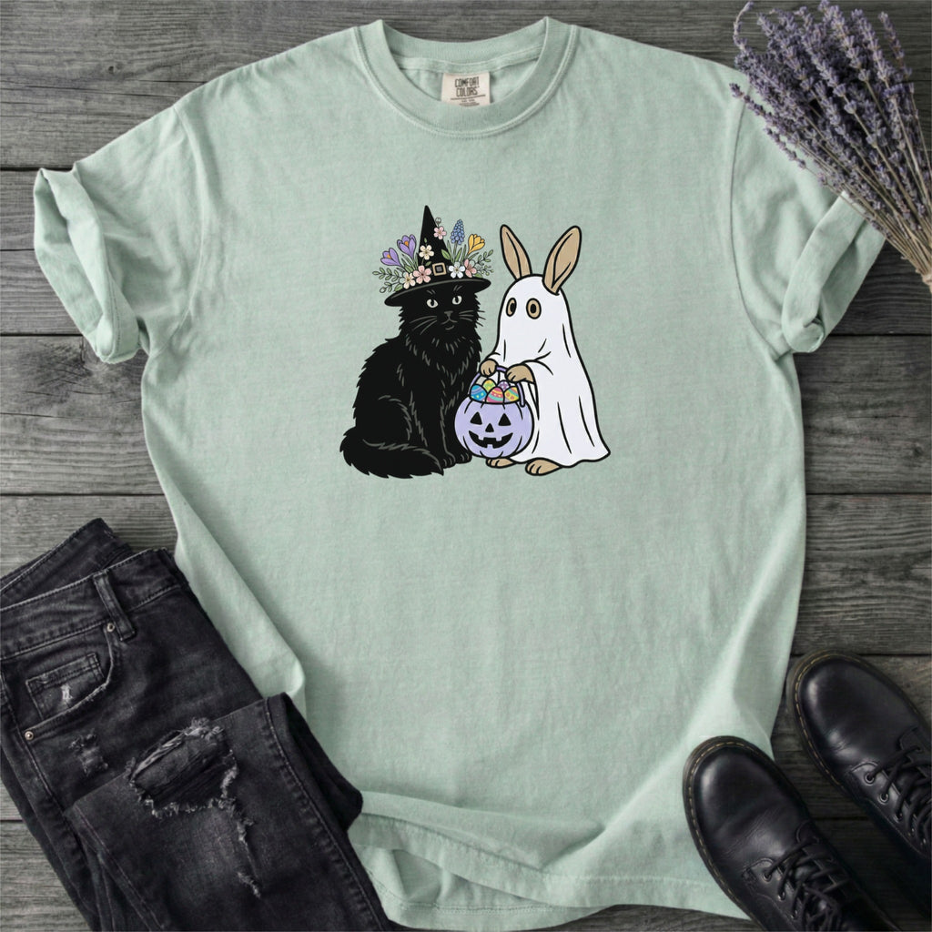 Easter Bunny And Black Cat T-Shirt
