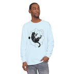 black cat pouncing on moon phases Long Sleeve T-Shirt