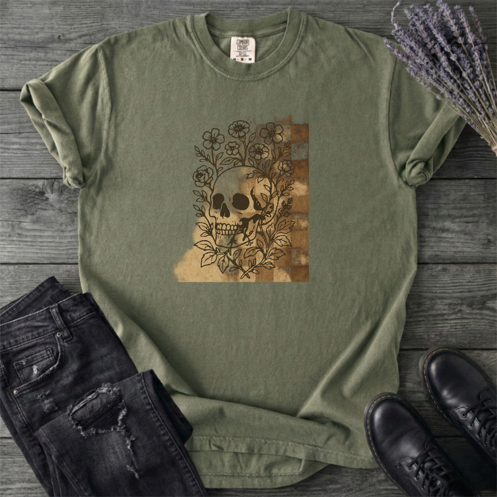 Skull Checker Grunge T-Shirt