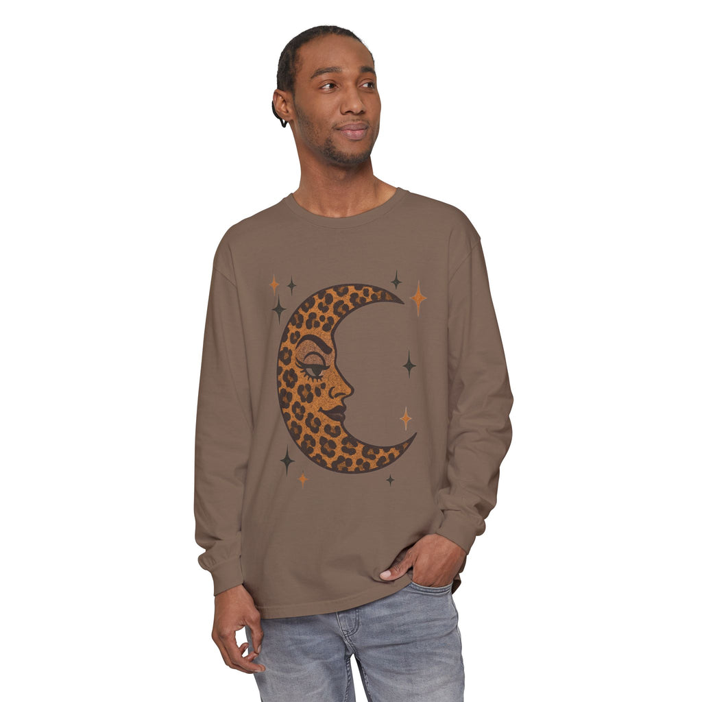 Leopard Print Crescent Moon Long Sleeve T-Shirt