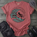 Surfing Cat Skeleton T-Shirt