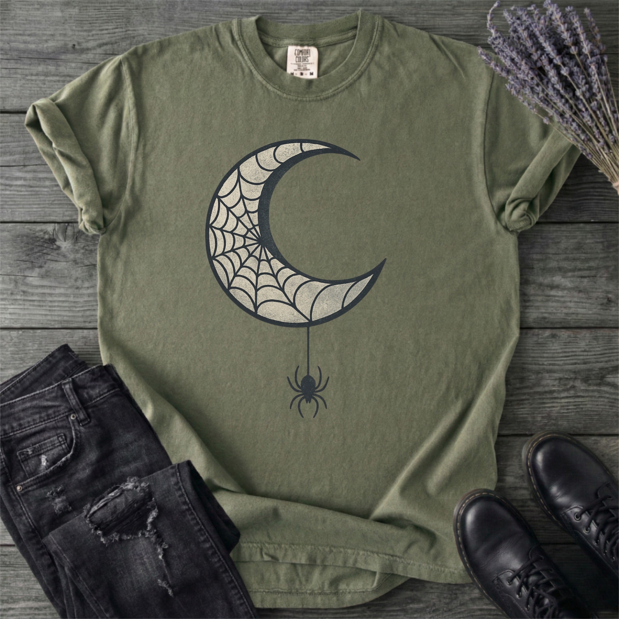Spiderweb Crescent Moon T-Shirt