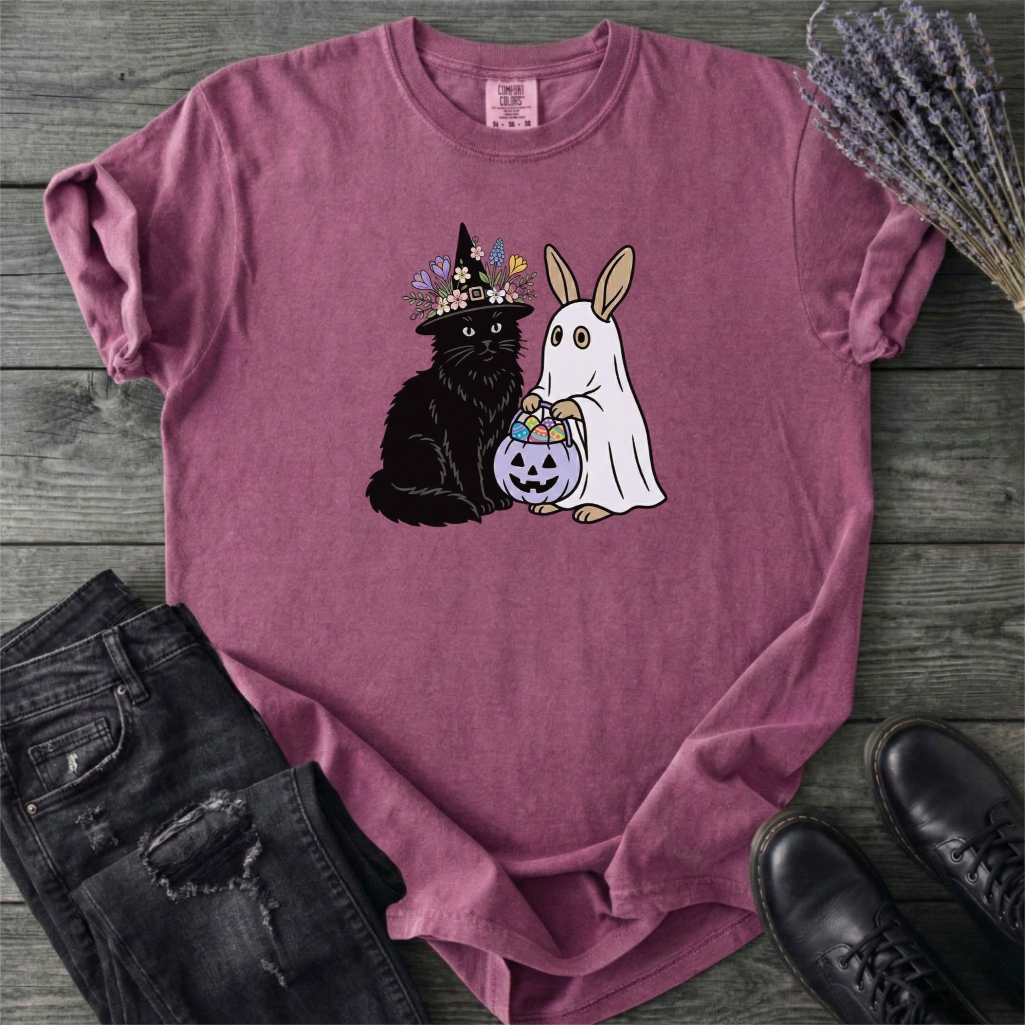 Easter Bunny And Black Cat T-Shirt