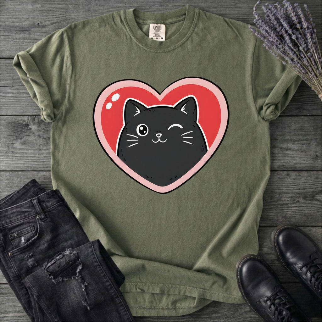 Black Cat Heart T-Shirt