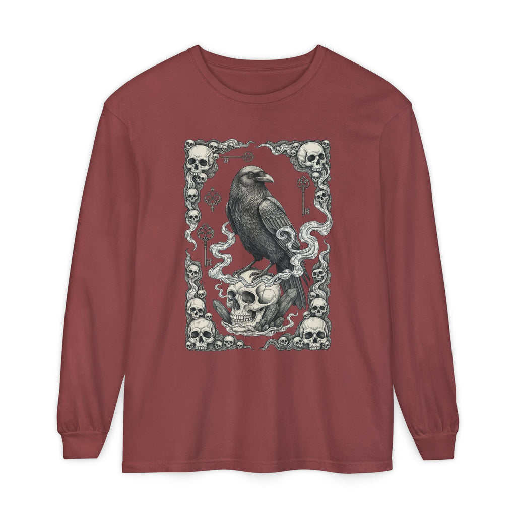 Raven Skull Card Long Sleeve T-Shirt