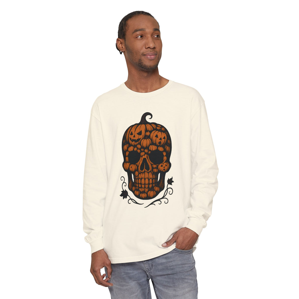 Pumpkin Skull Long Sleeve T-Shirt