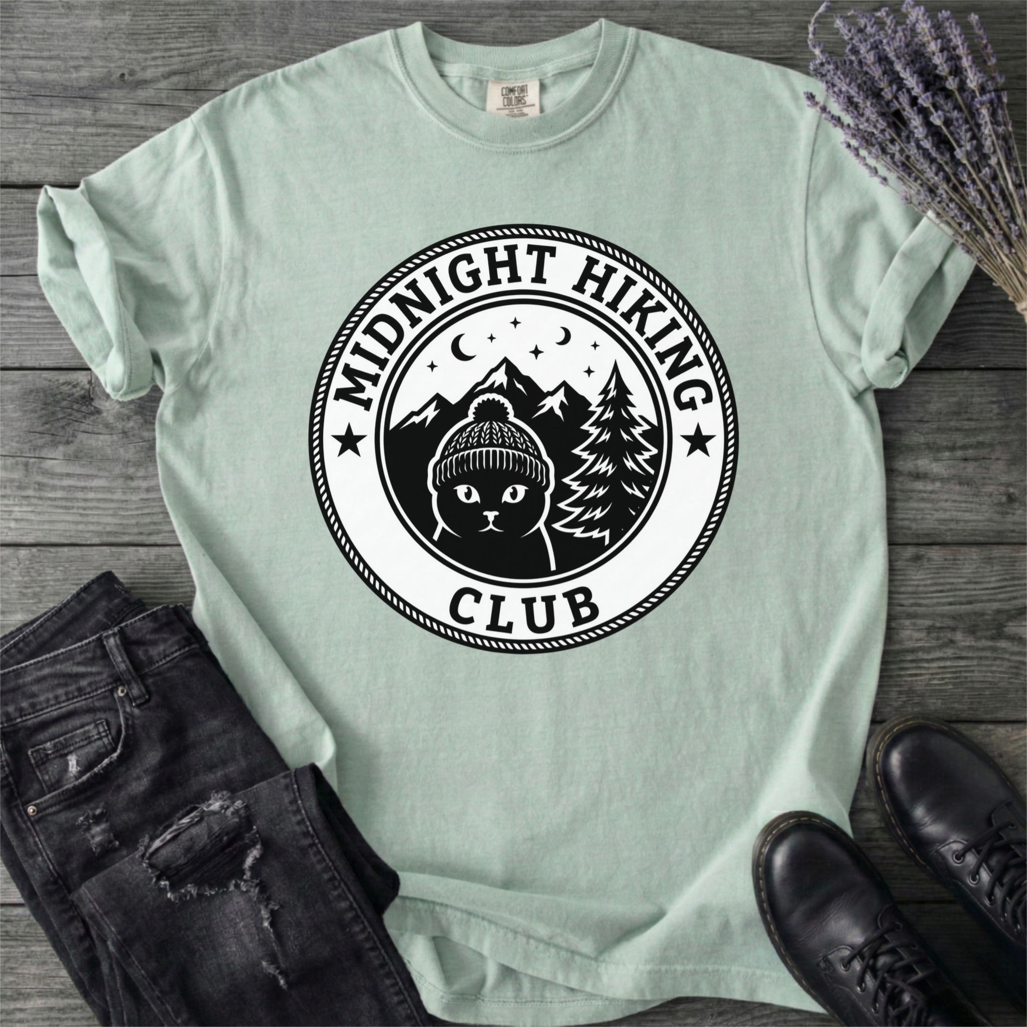 Black Cat Midnight Hiking Club T-Shirt