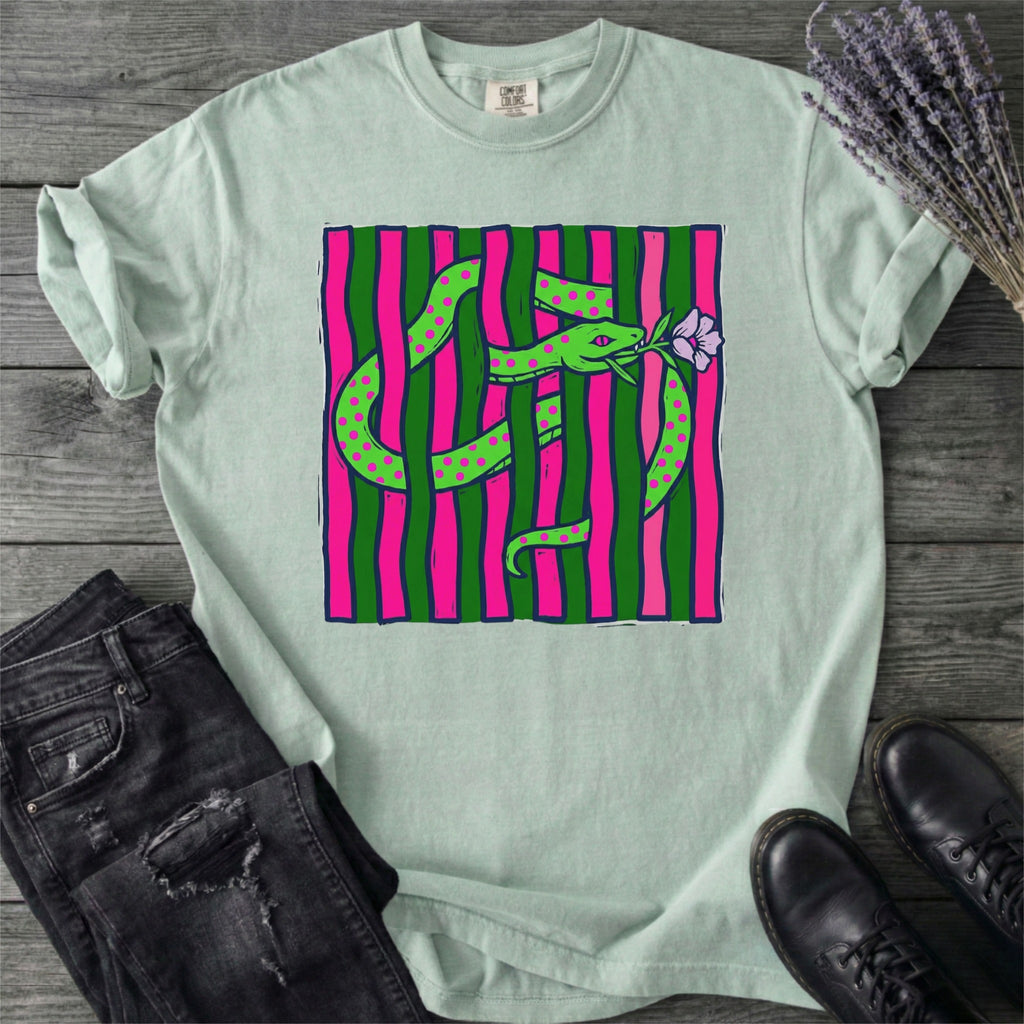 Bright Snake With Flower T-Shirt