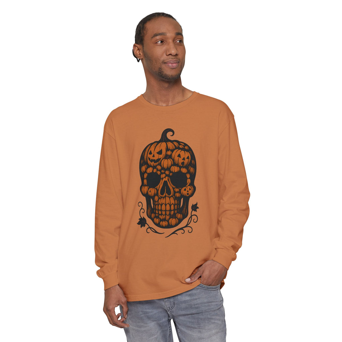 Pumpkin Skull Long Sleeve T-Shirt