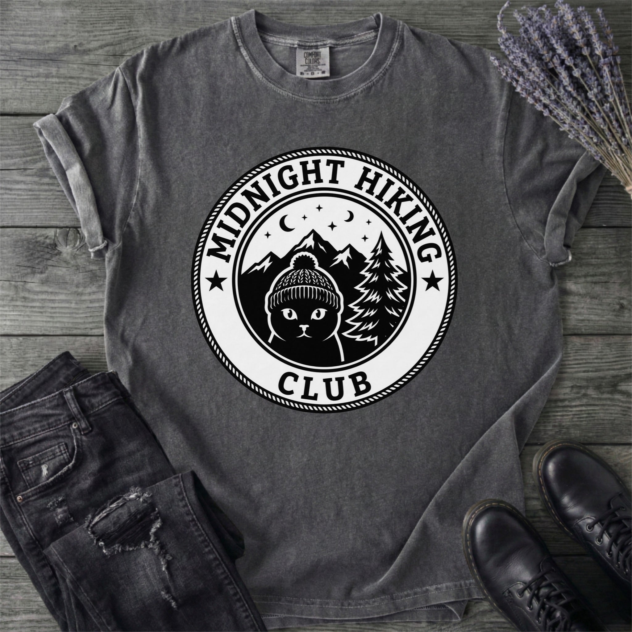 Black Cat Midnight Hiking Club T-Shirt