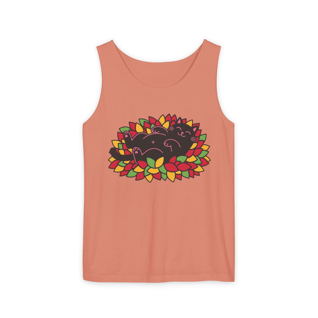 Black Cat Rolling Leaves Tank Top