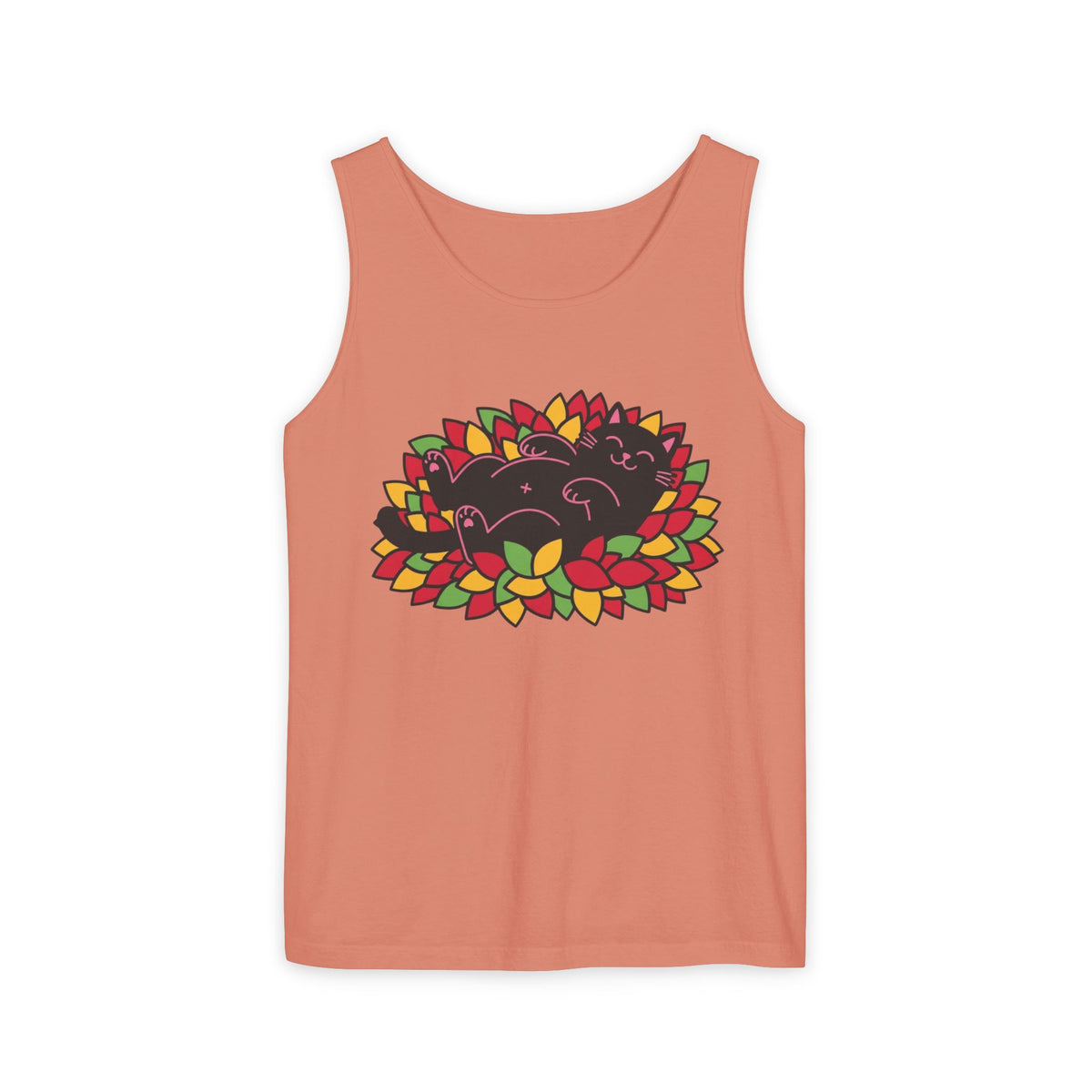Black Cat Rolling Leaves Tank Top