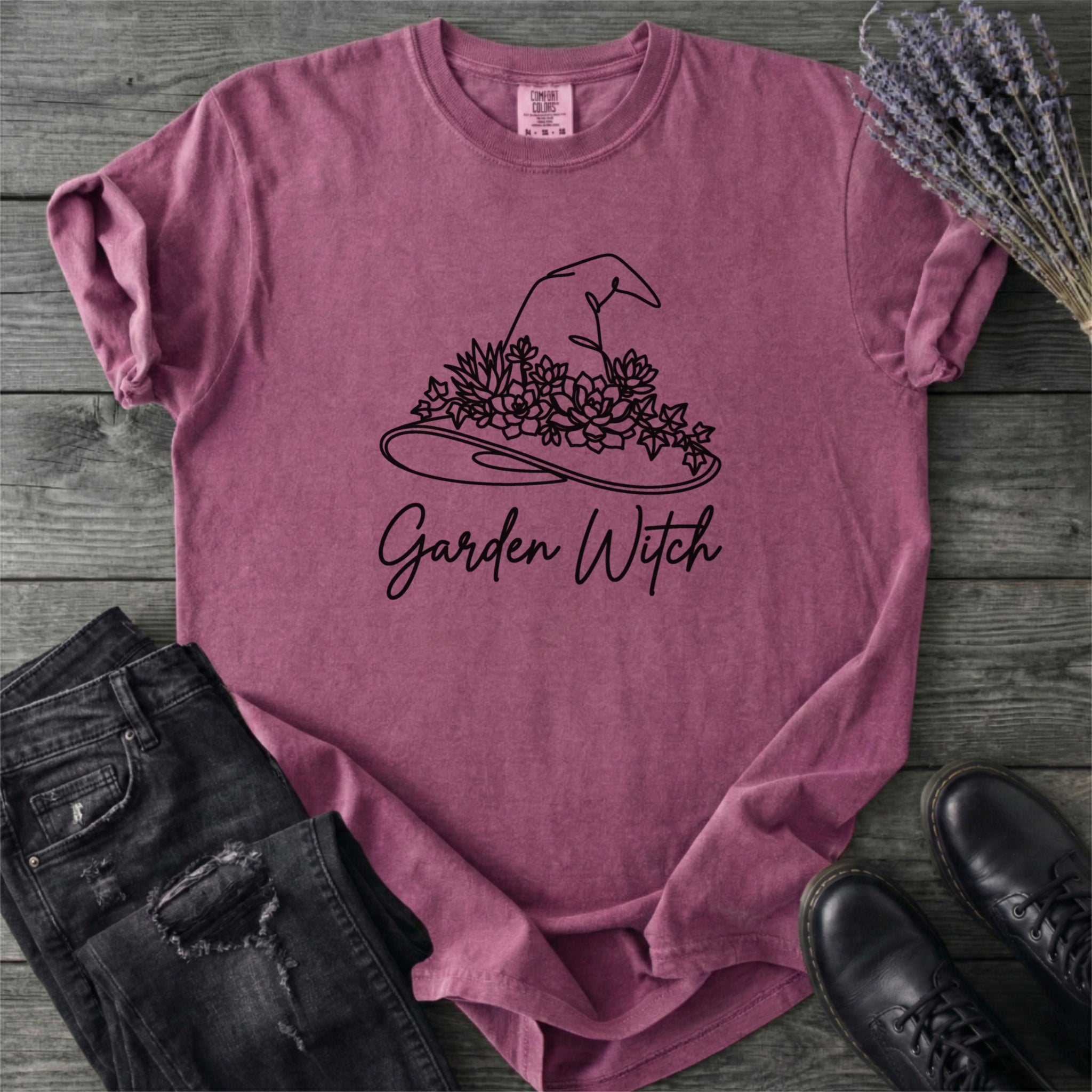 Garden Witch Floral Hat T-Shirt