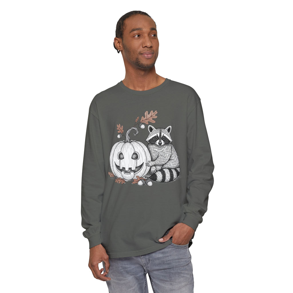 Raccoon And Pumpkin Long Sleeve T-Shirt