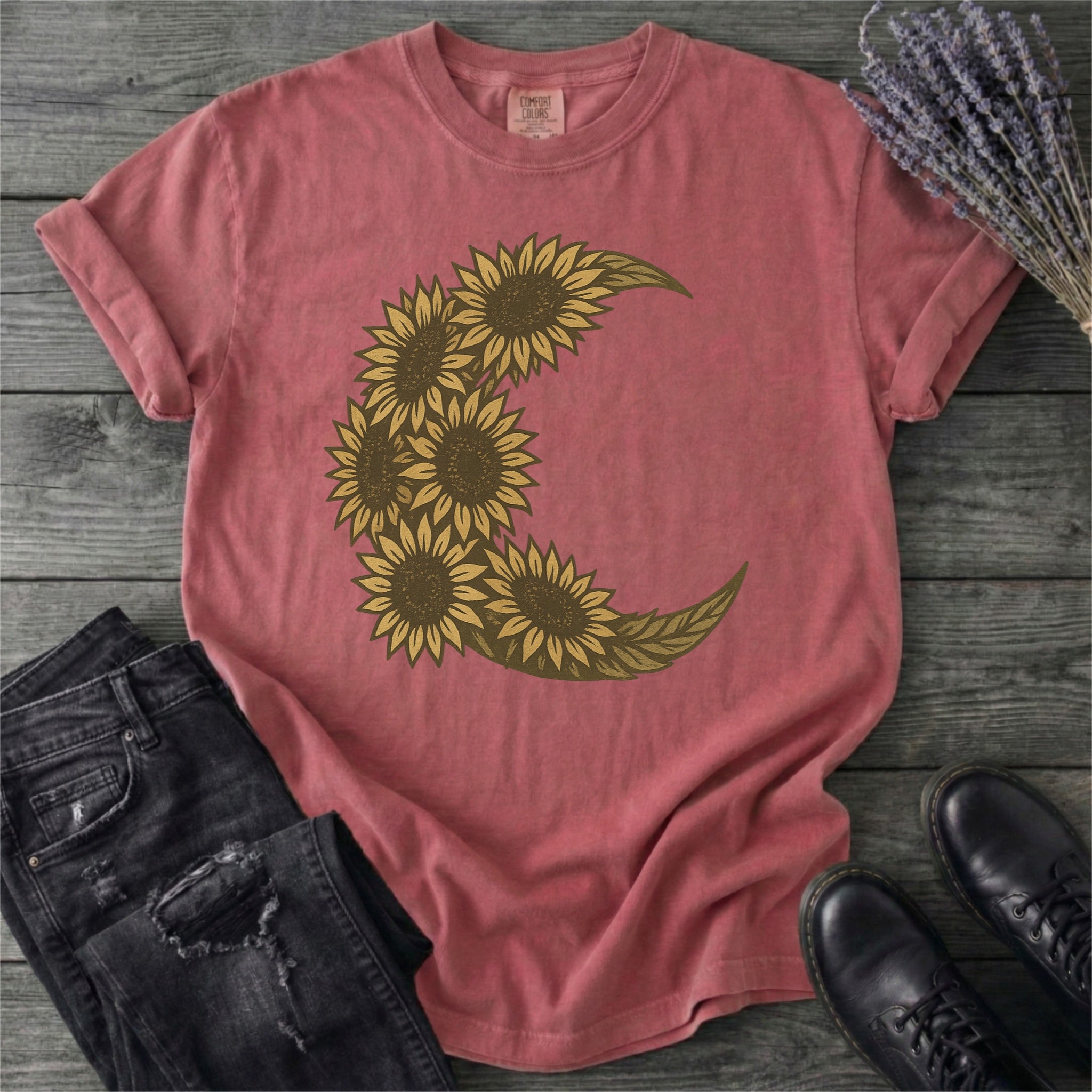 Crescent Moon Sunflowers T-Shirt