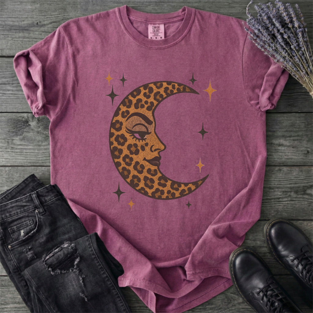 Leopard Print Crescent Moon T-Shirt