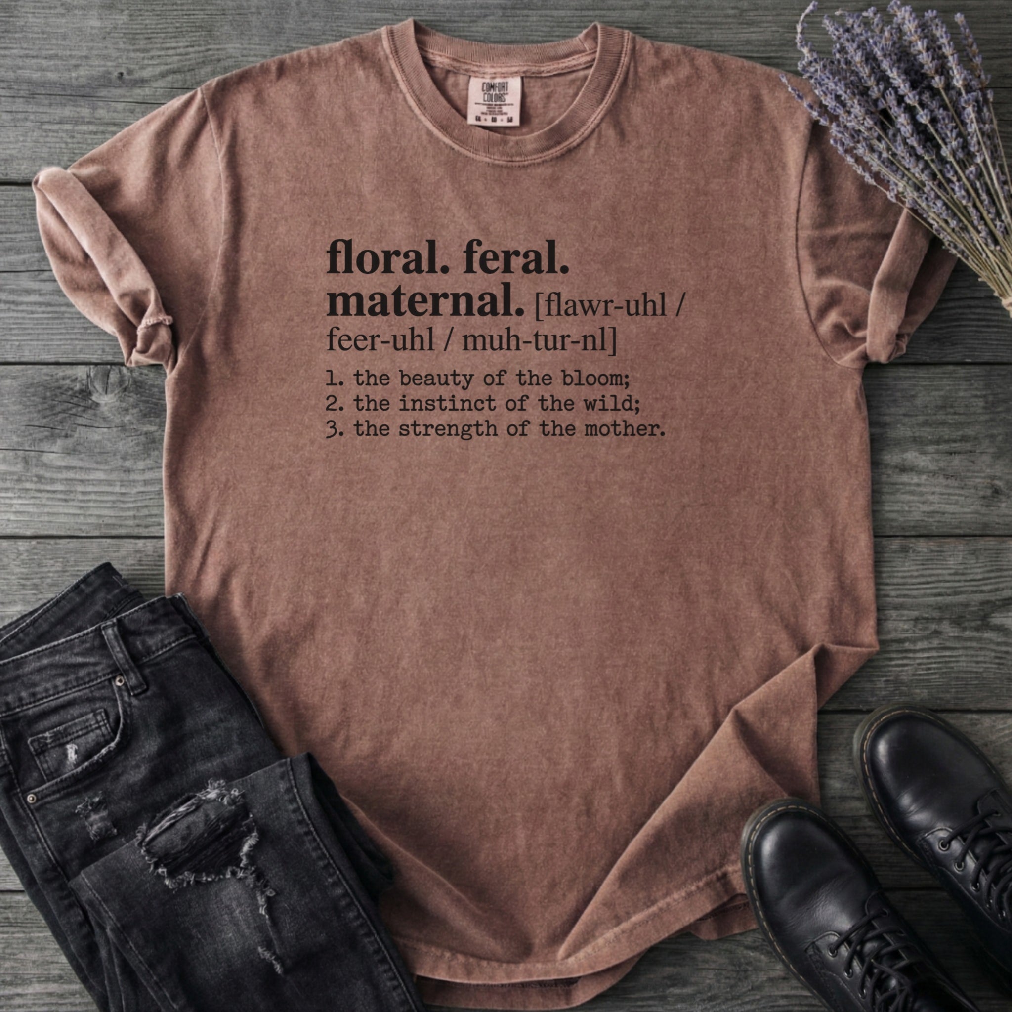 Floral Feral Maternal Dictionary T-Shirt