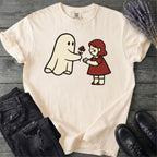 Ghost Giving Girl Flower T-Shirt