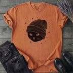 Black Cat Beanie T-Shirt