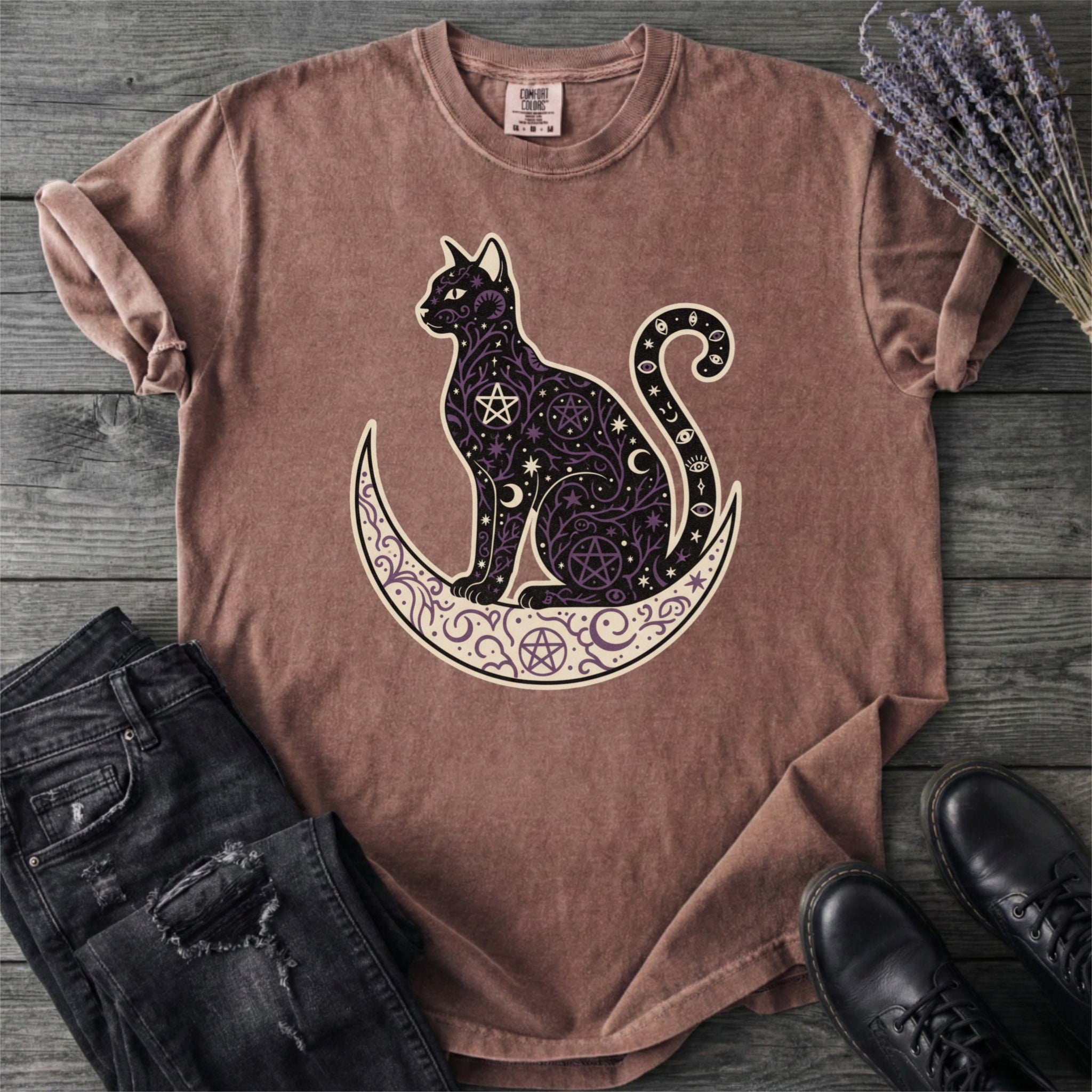 Celestial Cat Silhouette T-Shirt
