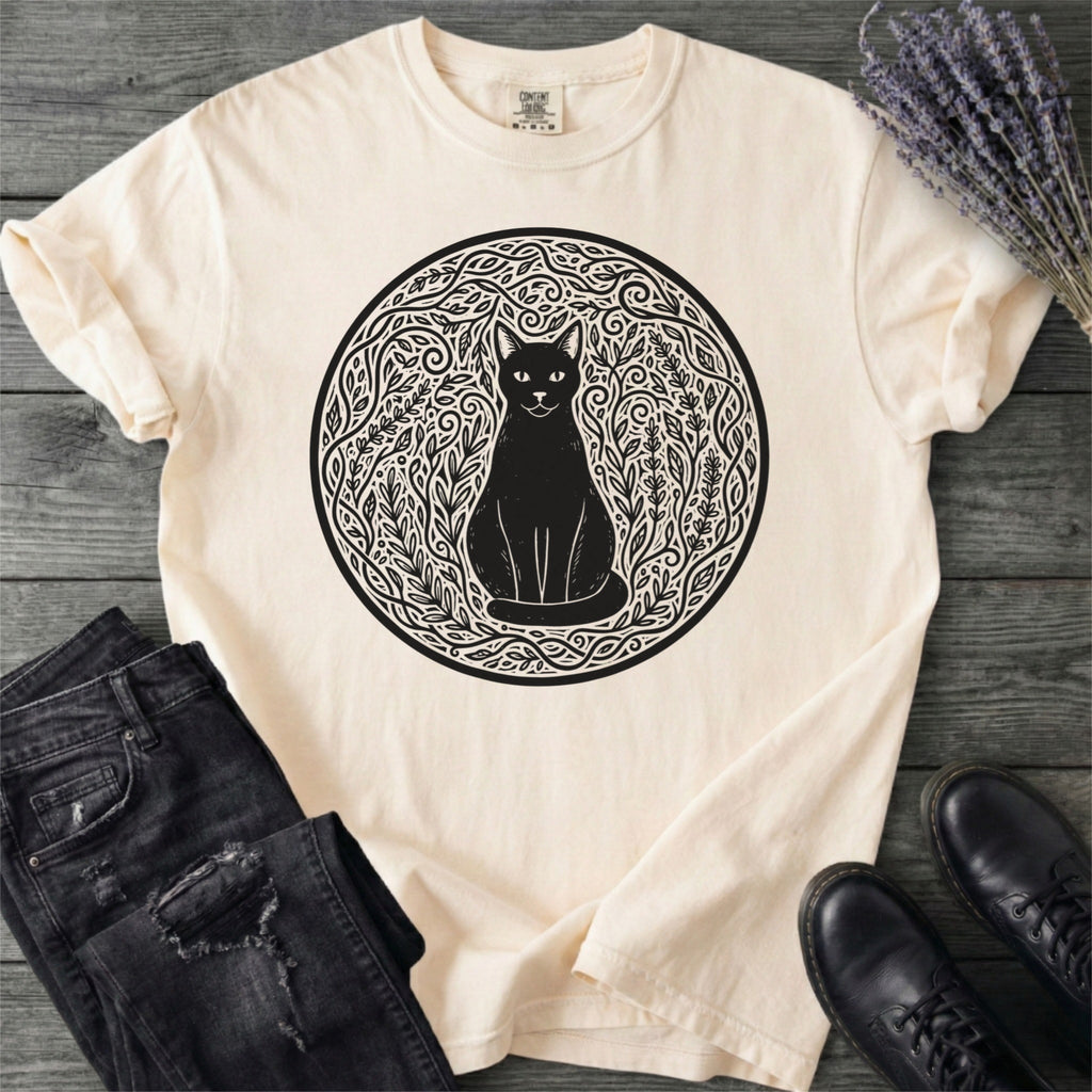 Garden Cat Linocut T-Shirt
