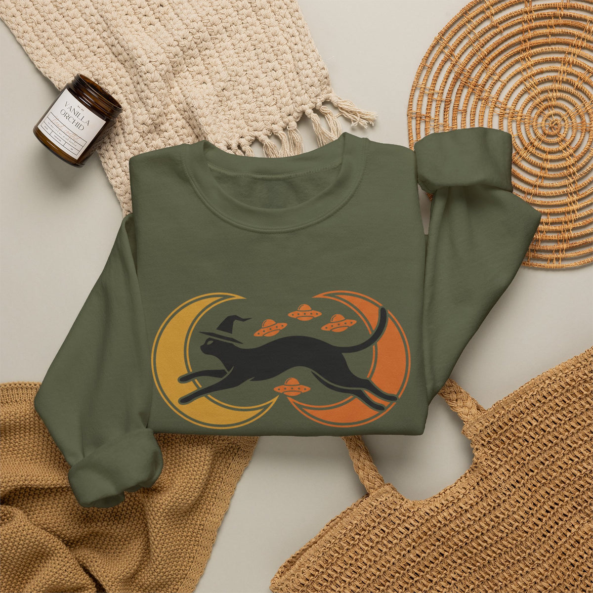 Witch Cat Celestial Ufo Sweatshirt