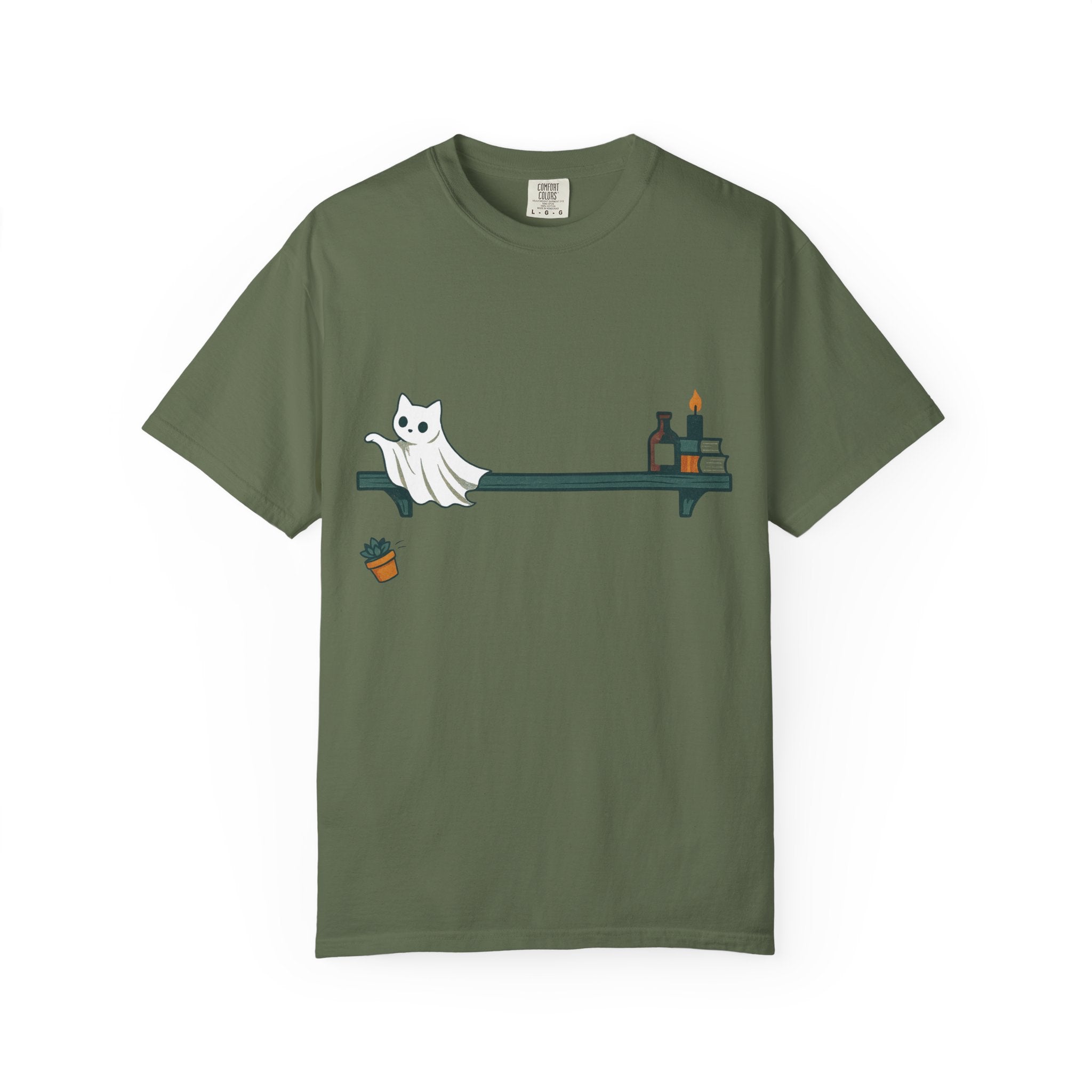 Ghost Cat Knocking Off T-Shirt
