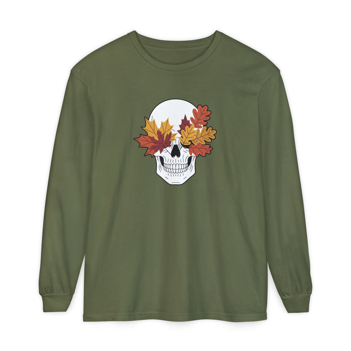 Fall Leaf Skull Long Sleeve T-Shirt