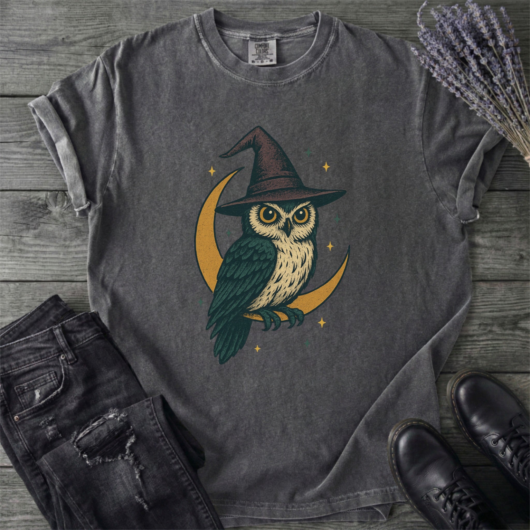 Crescent Moon Witch Owl T-Shirt