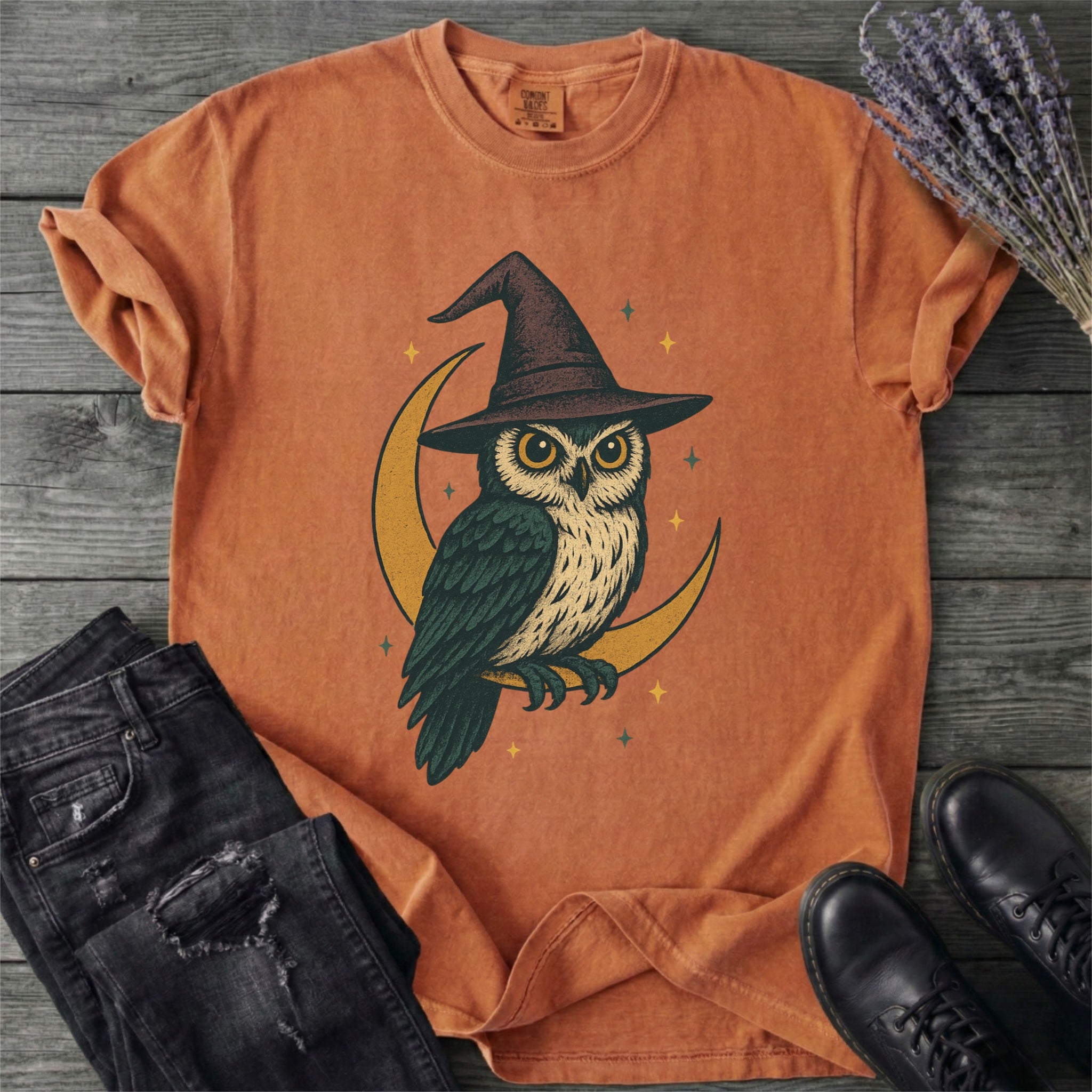 Crescent Moon Witch Owl T-Shirt