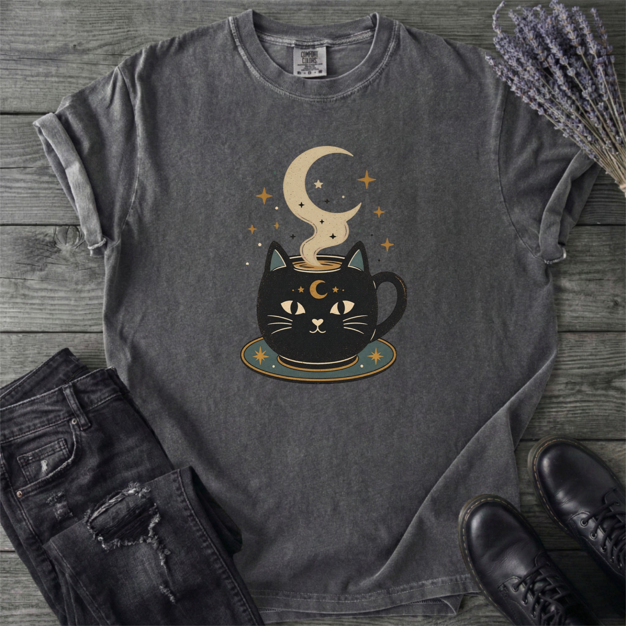Celestial Cat Coffee T-Shirt