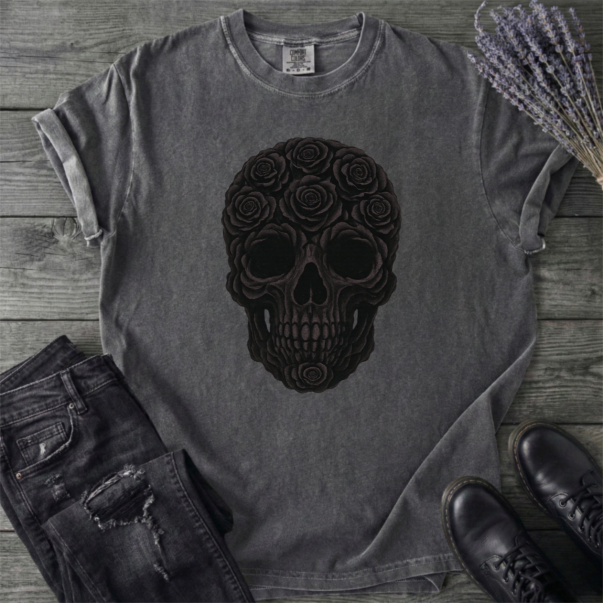 Black Rose Skull T-Shirt