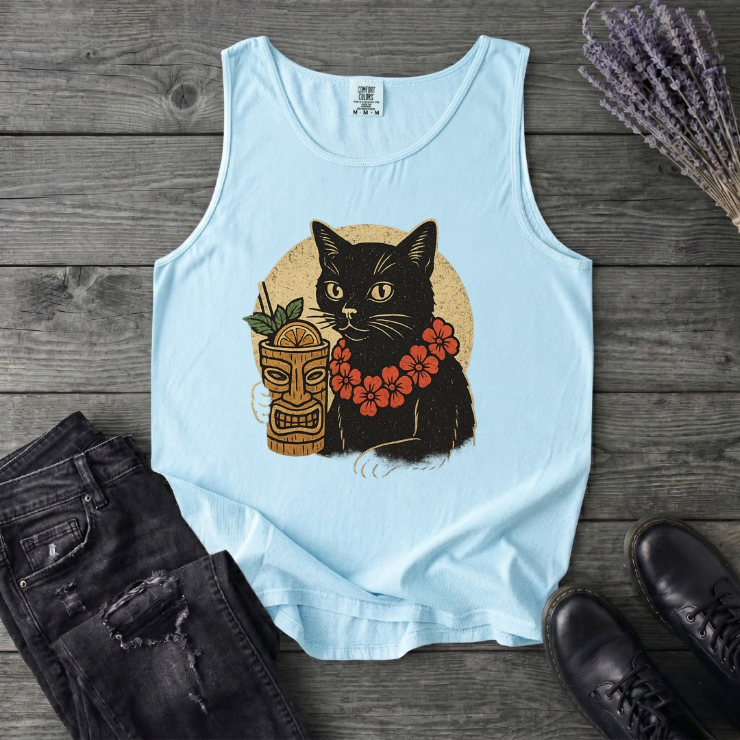 Tiki Bar Black Cat Tank Top