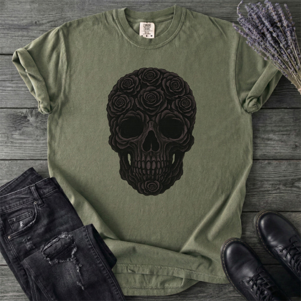 Black Rose Skull T-Shirt