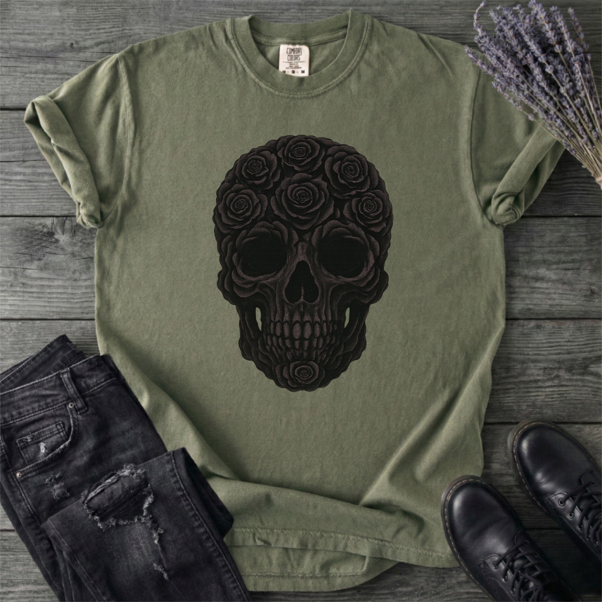Black Rose Skull T-Shirt