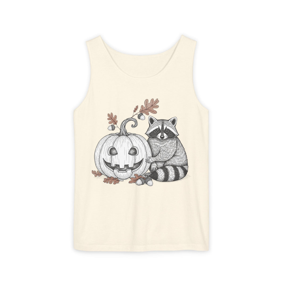 Raccoon And Pumpkin Tank Top