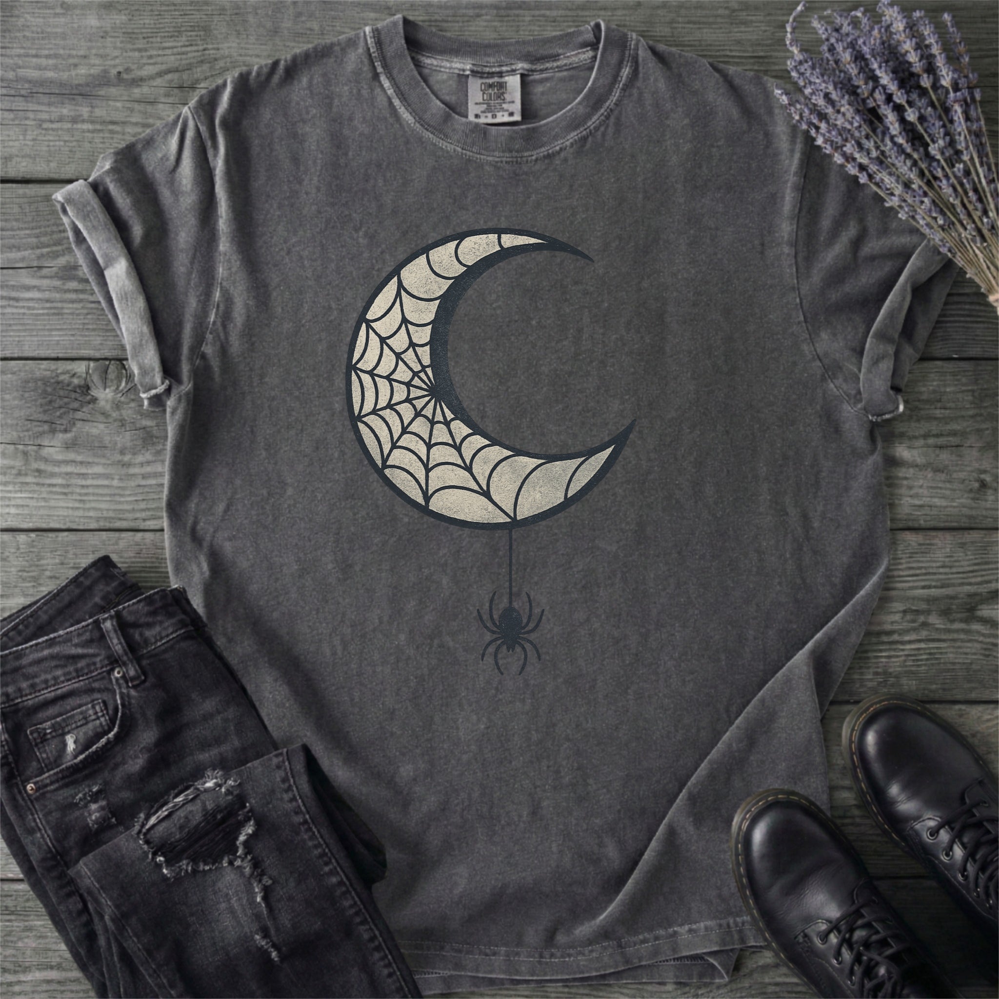 Spiderweb Crescent Moon T-Shirt
