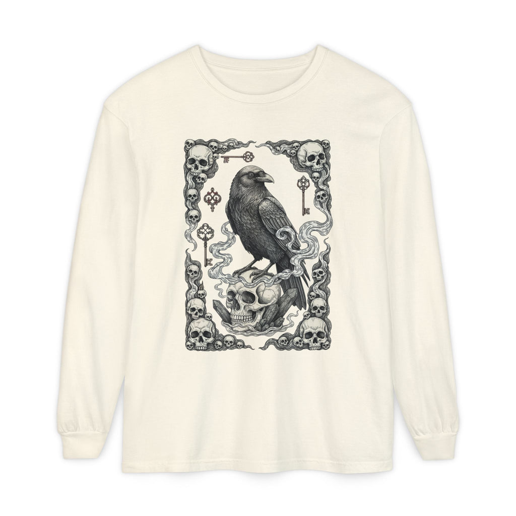 Raven Skull Card Long Sleeve T-Shirt