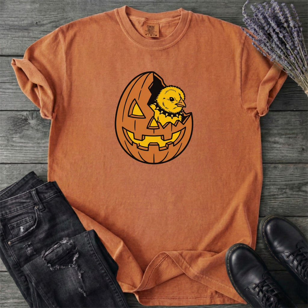 Jack-O-Lantern Egg Punk Chick T-Shirt