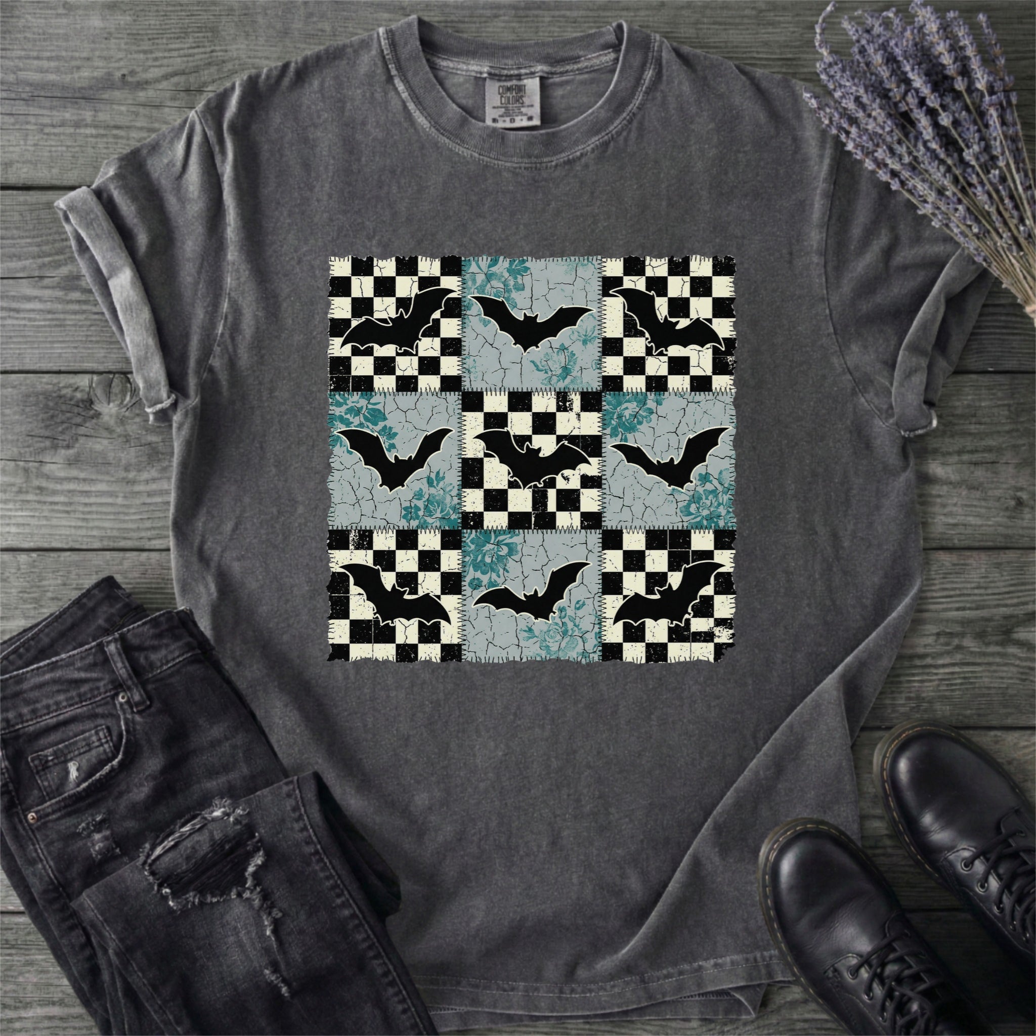 Distressed Bat Grid T-Shirt