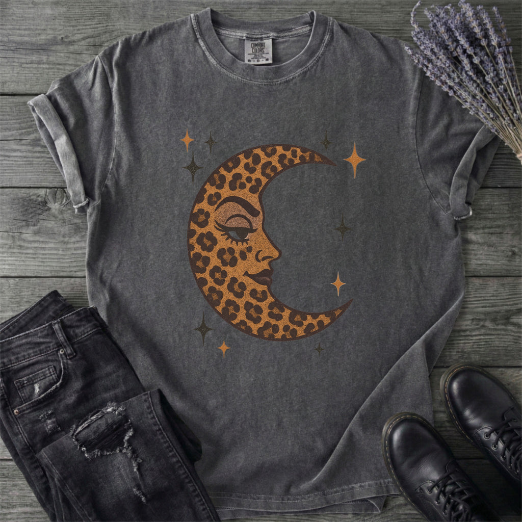 Leopard Print Crescent Moon T-Shirt