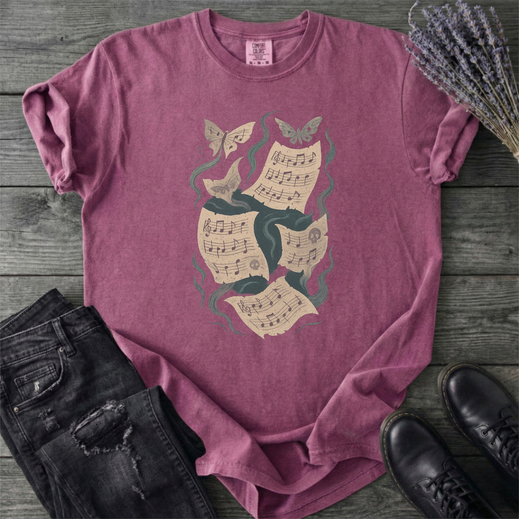 Haunted Sheet Music Moth T-Shirt