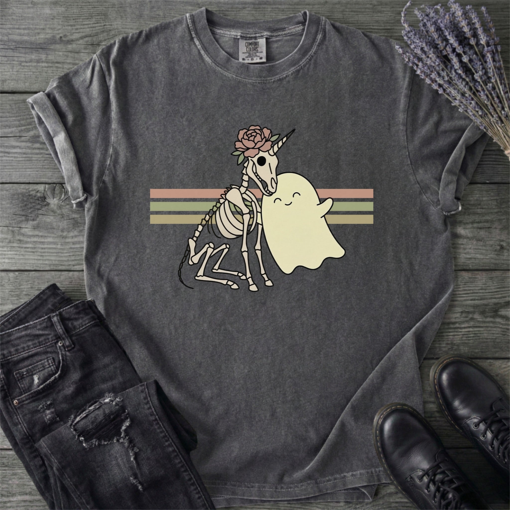 Unicorn Skeleton Ghost Hug T-Shirt