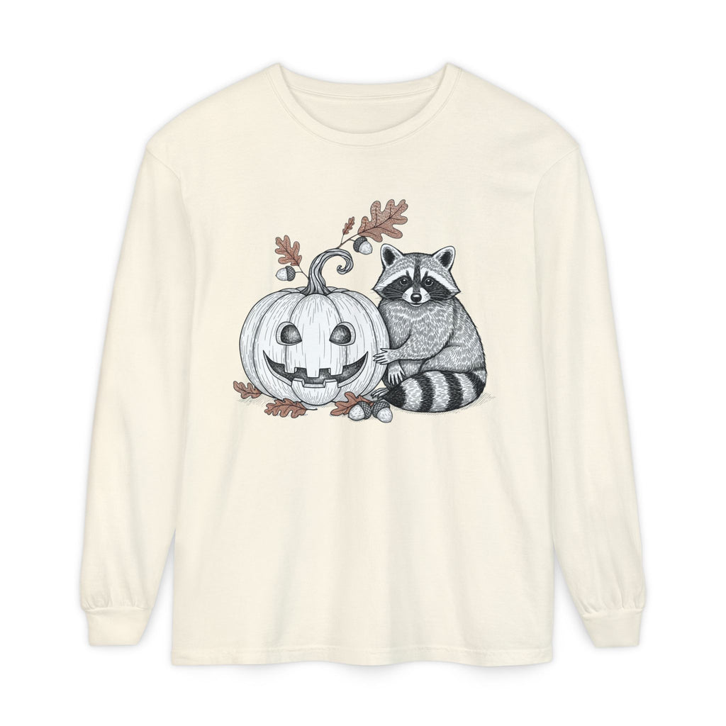 Raccoon And Pumpkin Long Sleeve T-Shirt
